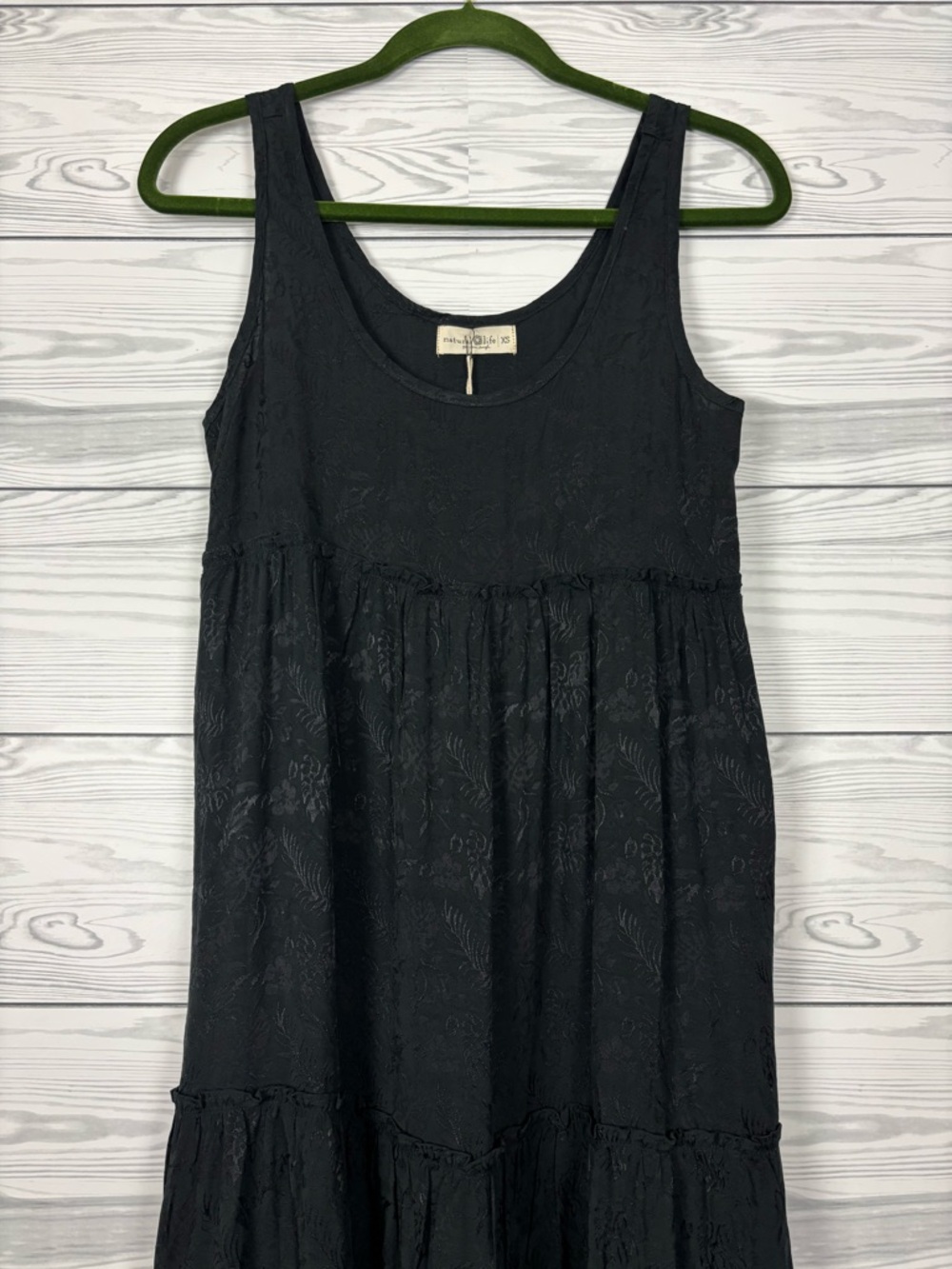 Natural Life Black Floral Appliqué Tiered Maxi Dress Size XS NWT - Picture 2 of 8